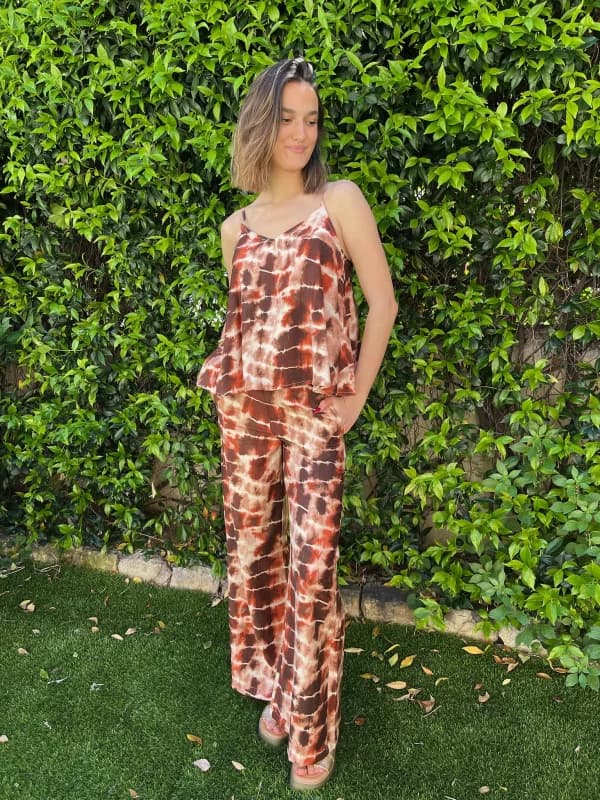 Pantalon d'été fluide à motifs - Ambeline T.42