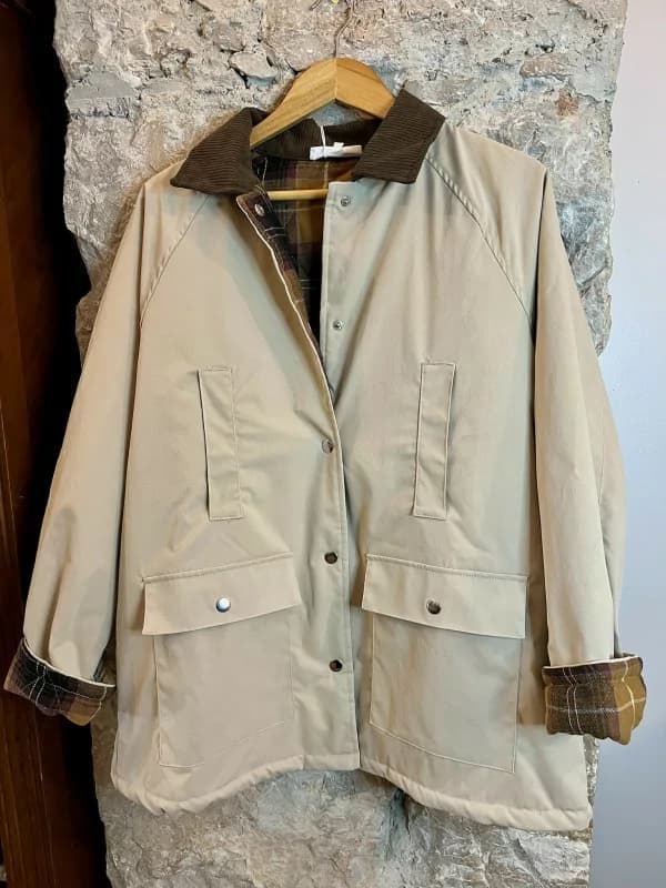 Veste beige avec col en velours côtelé - Aubin M