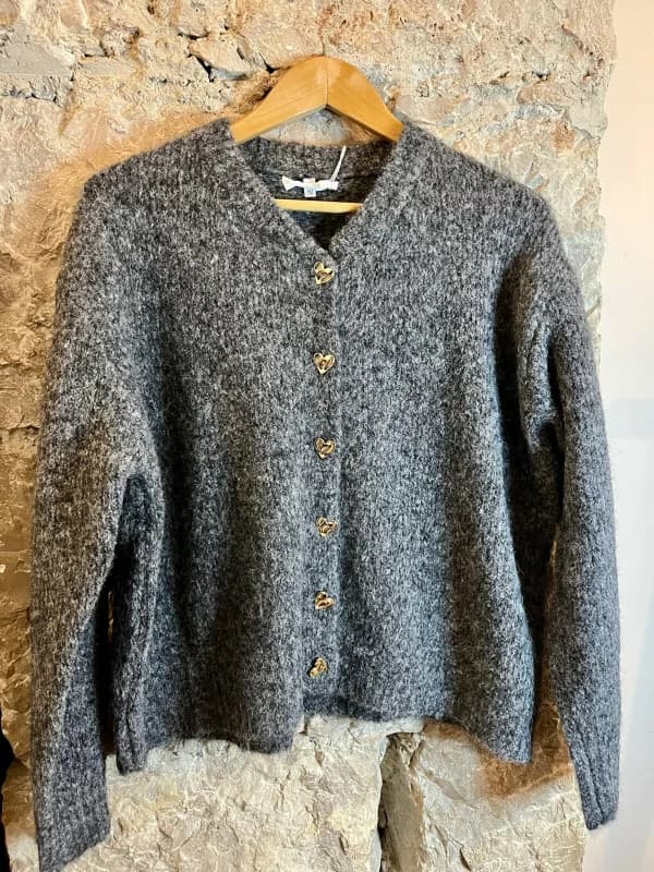 Gilet gris boutons cœur - Pacome Taille unique