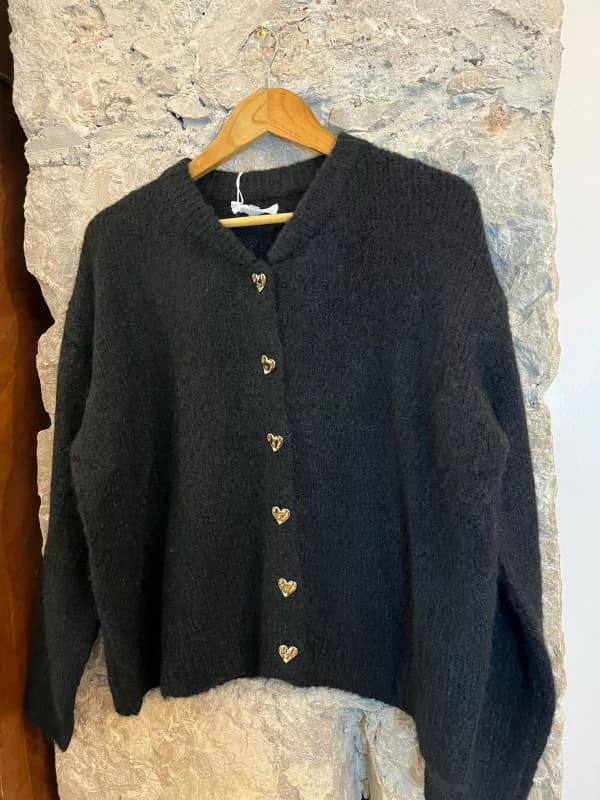 Gilet noir boutons cœur - Pacome Taille unique