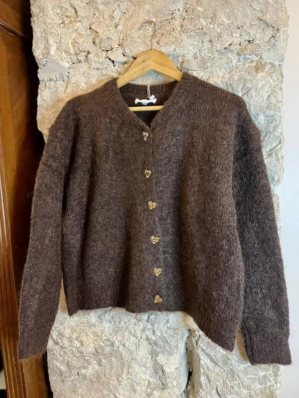 Gilet marron boutons cœur - Pacome Taille unique