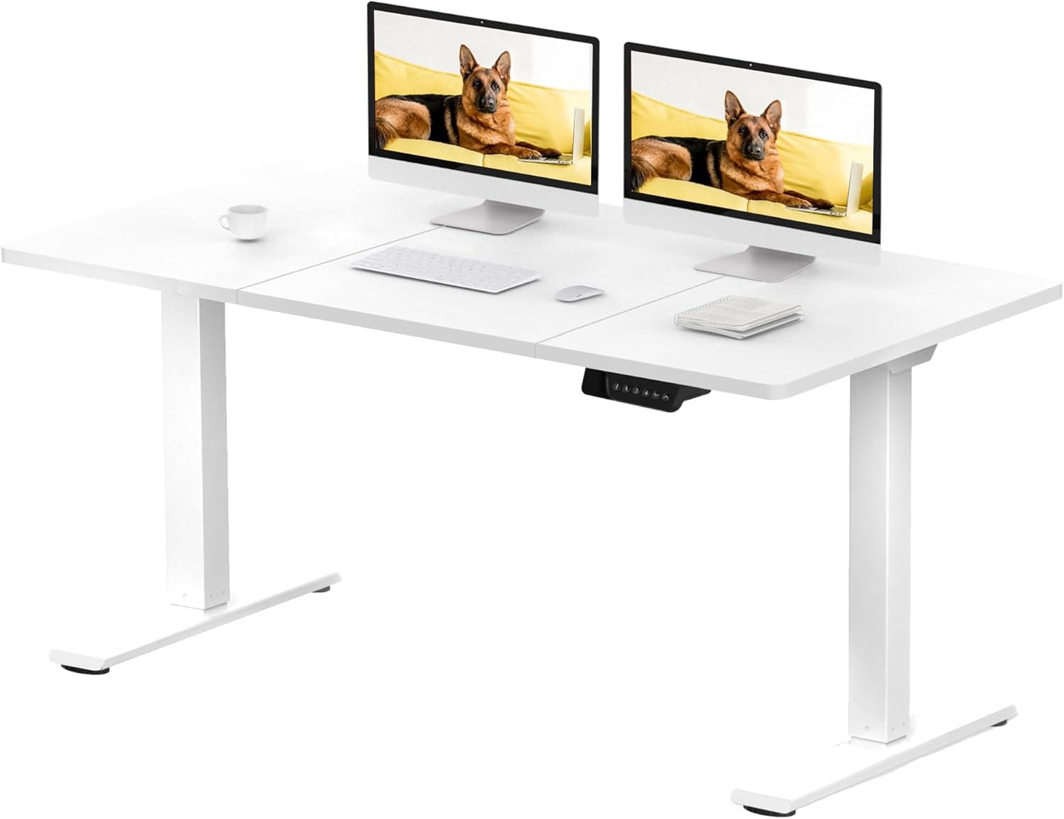 Bureau assis debout – Ultra-Stable & Double moteur (200×80, 120 kg, mémoire, anti-collision) - 140 x 70 cm - Blanc