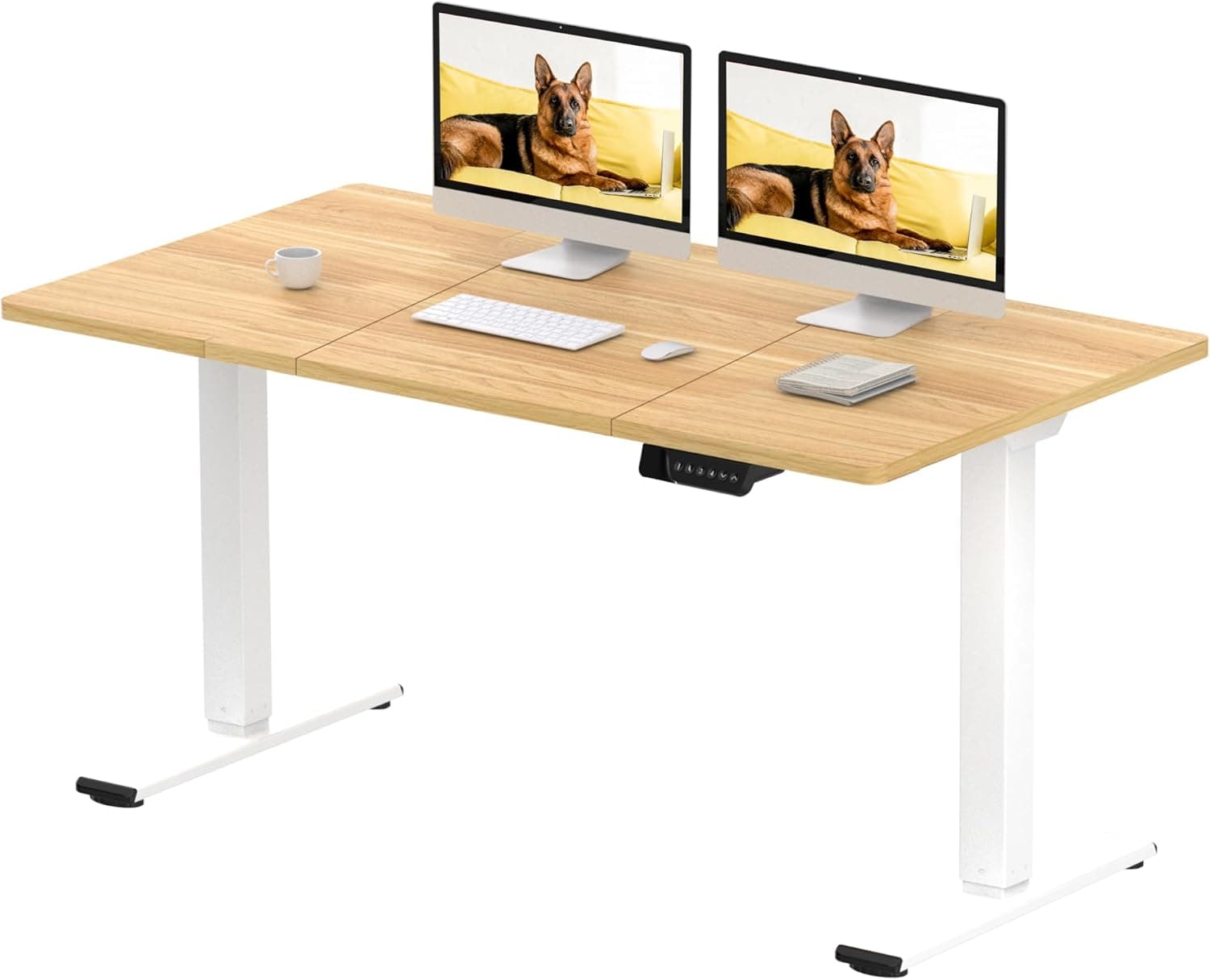 Bureau assis debout – Ultra-Stable & Double moteur (200×80, 120 kg, mémoire, anti-collision) - 140 x 70 cm - Érable