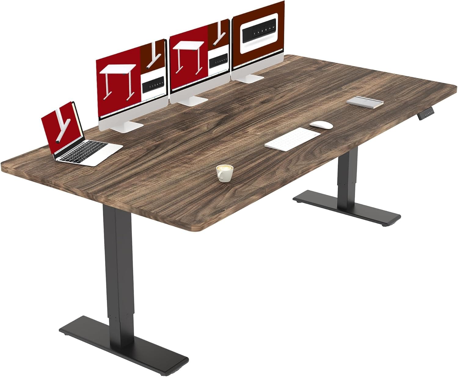 Bureau assis debout – Ultra-Stable & Double moteur (200×80, 120 kg, mémoire, anti-collision) - 180 x 80 cm - Brun