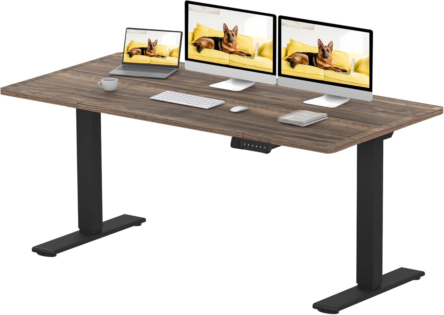 Bureau assis debout – Ultra-Stable & Double moteur (200×80, 120 kg, mémoire, anti-collision) - 160 x 70 cm - Brun