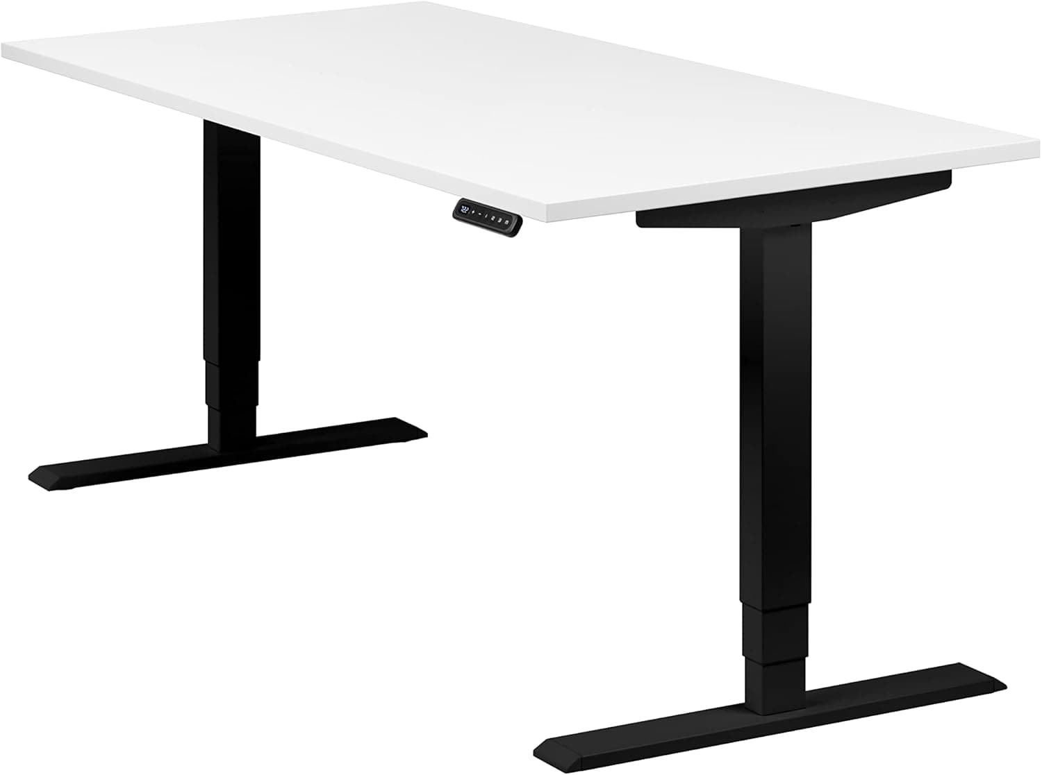 Bureau assis-debout électrique – Premium 160×80 cm, 2 moteurs, 4 mémoires & anti-collision - 160 x 80 x 2,5 cm - Homedesk PRO - Noir + Blanc