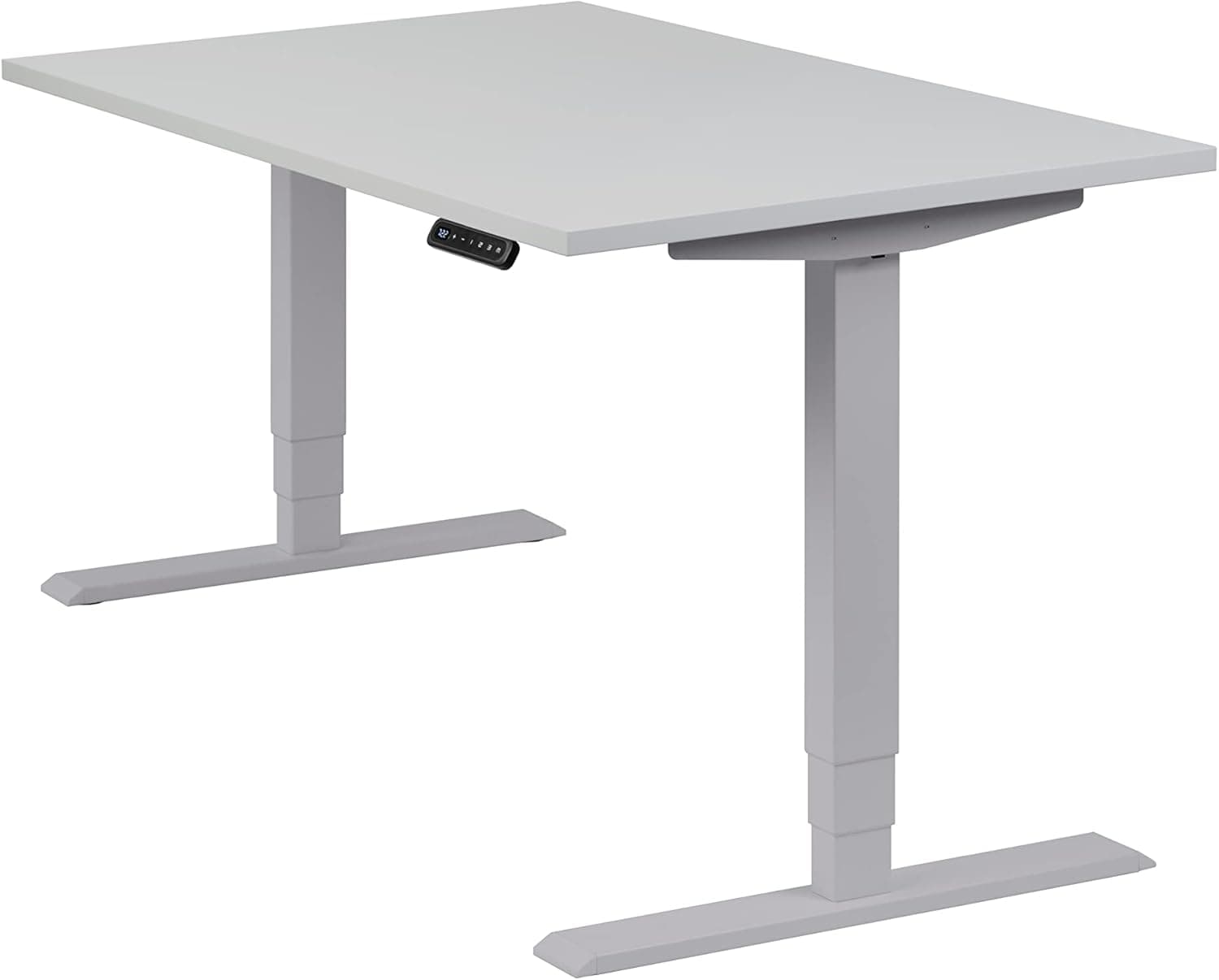 Bureau assis-debout électrique – Premium 160×80 cm, 2 moteurs, 4 mémoires & anti-collision - 120 x 80 x 2,5 cm - Homedesk PRO - Argent + Gris Clair