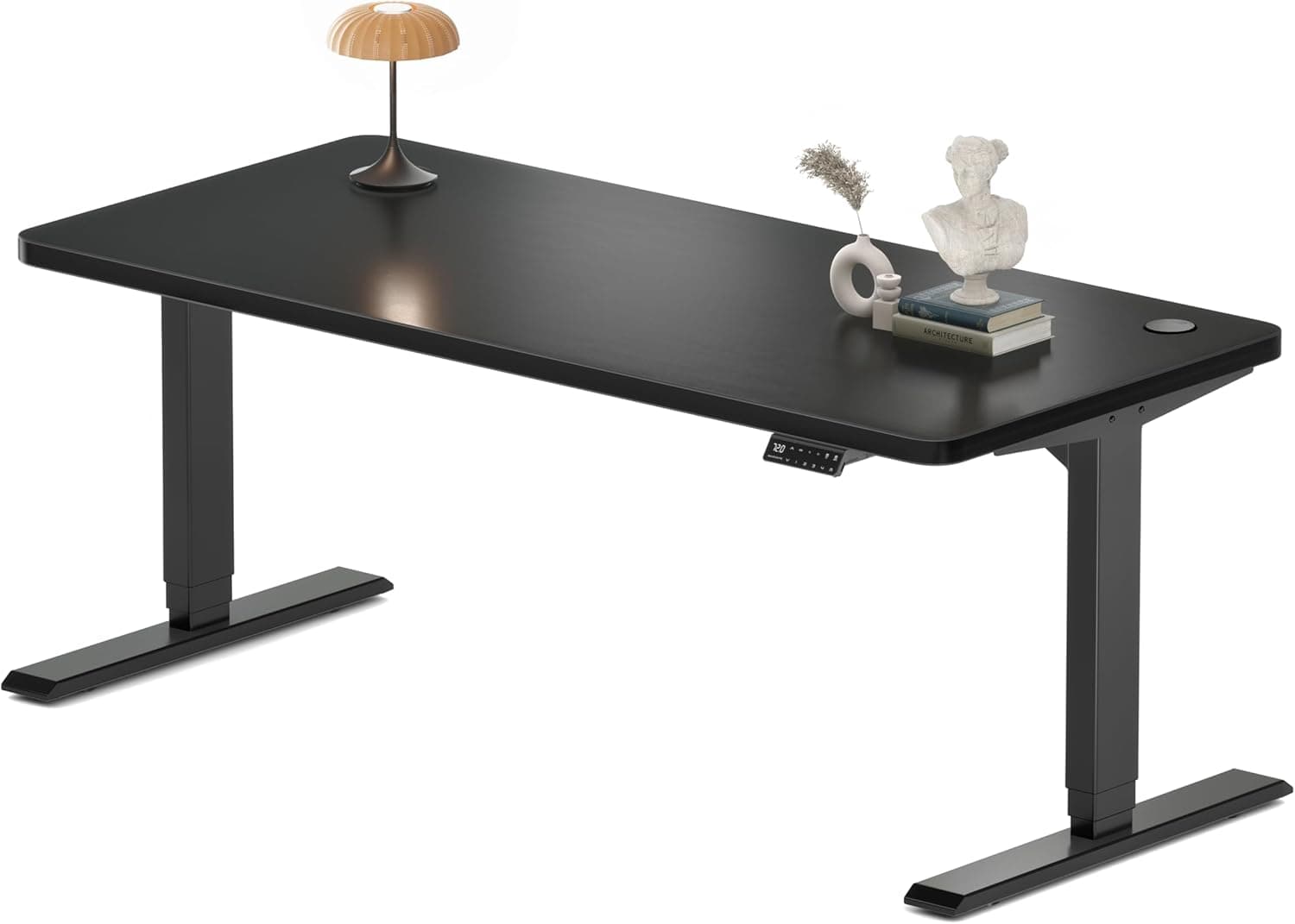 Bureau assis-debout électrique – Premium 160×80 cm, 4 mémoires, anti-collision & port USB - 160 x 80 cm - Cadre Noir + Noir