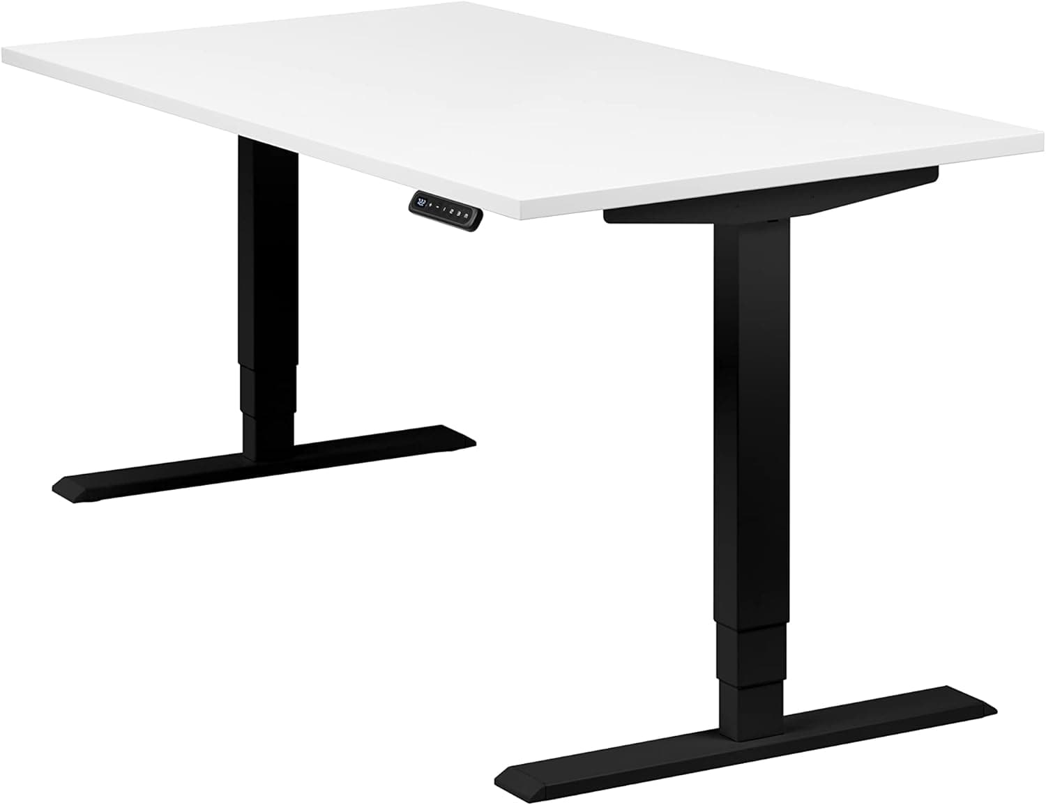 Bureau assis-debout électrique – Premium 160×80 cm, 2 moteurs, 4 mémoires & anti-collision - 140 x 80 x 2,5 cm - Homedesk PRO - Noir + Blanc