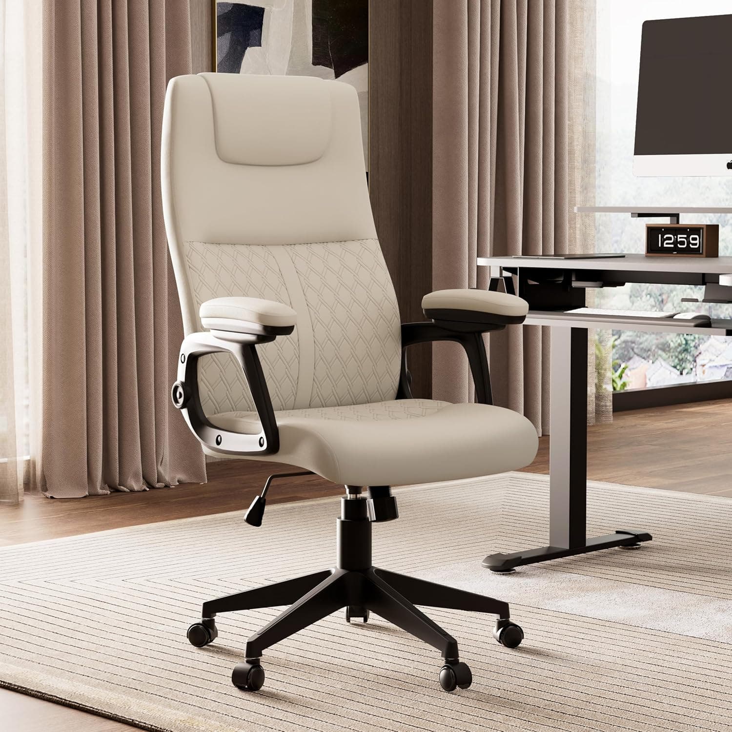 Chaise de bureau ergonomique – Ultra-confort, dossier 90–115°, appui-tête & accoudoirs réglables