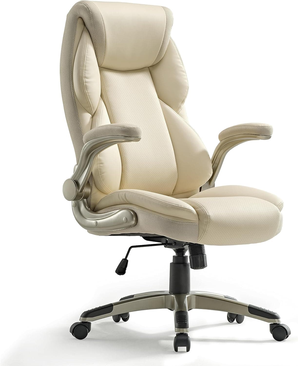 Chaise de bureau ergonomique â Ultra-confort, dossier 90â115°, accoudoirs relevables, roulettes silencieuses - Beige