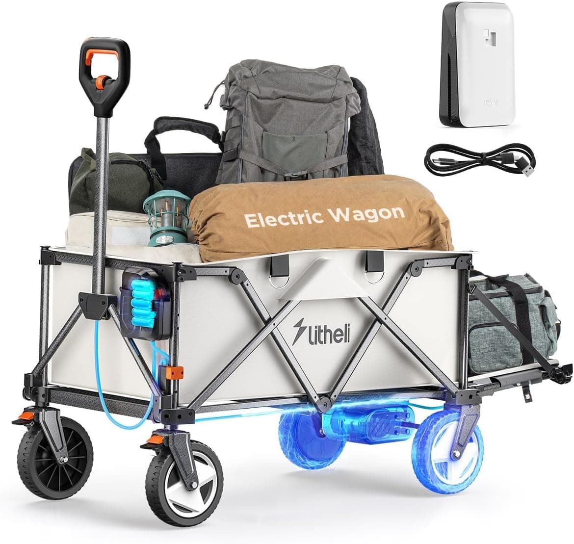 Chariot électrique pliable 200 L – transport motorisé pratique - W1 - Gris