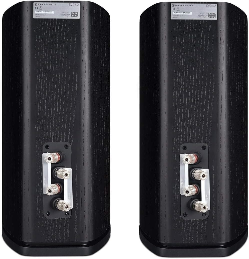 Enceintes Wharfedale Evo 4.2 – Couple Bibliothèque 3 Voies Noir, 120W, Tweeter Air Motion Transformer, Son Haute Fidélité