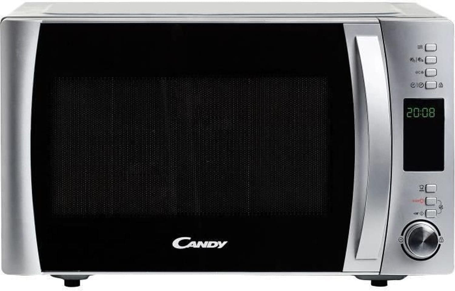 Four micro-ondes grill Candy CMXG22DS – 22L, 800W + 1000W, 10 menus automatiques, CookinApp, mode éco & silence, inox argent - Solo 30L