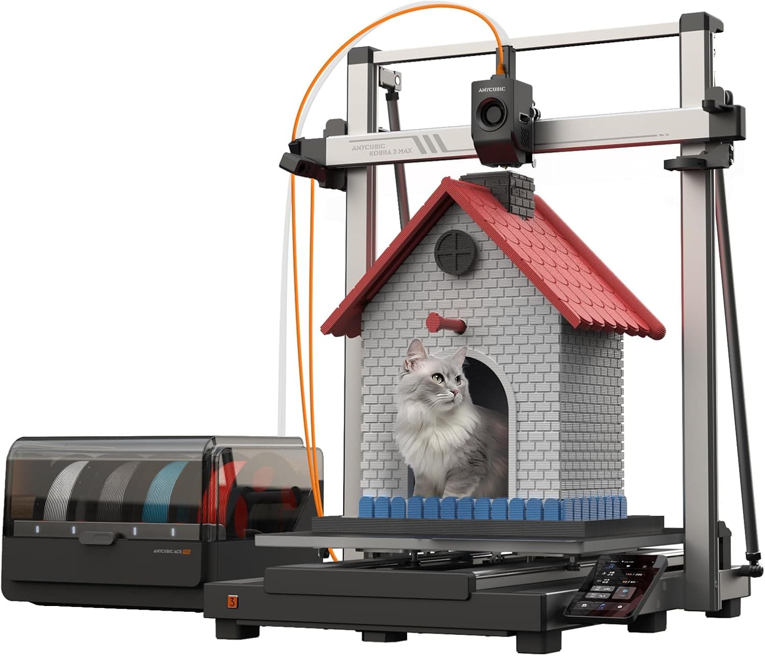 Imprimante 3D CoreXY Ultra-Rapide – 600 mm/s, enceinte fermée, LeviQ 3.0, 250×250×250 mm - Anycubic Kobra 3 Max Combo