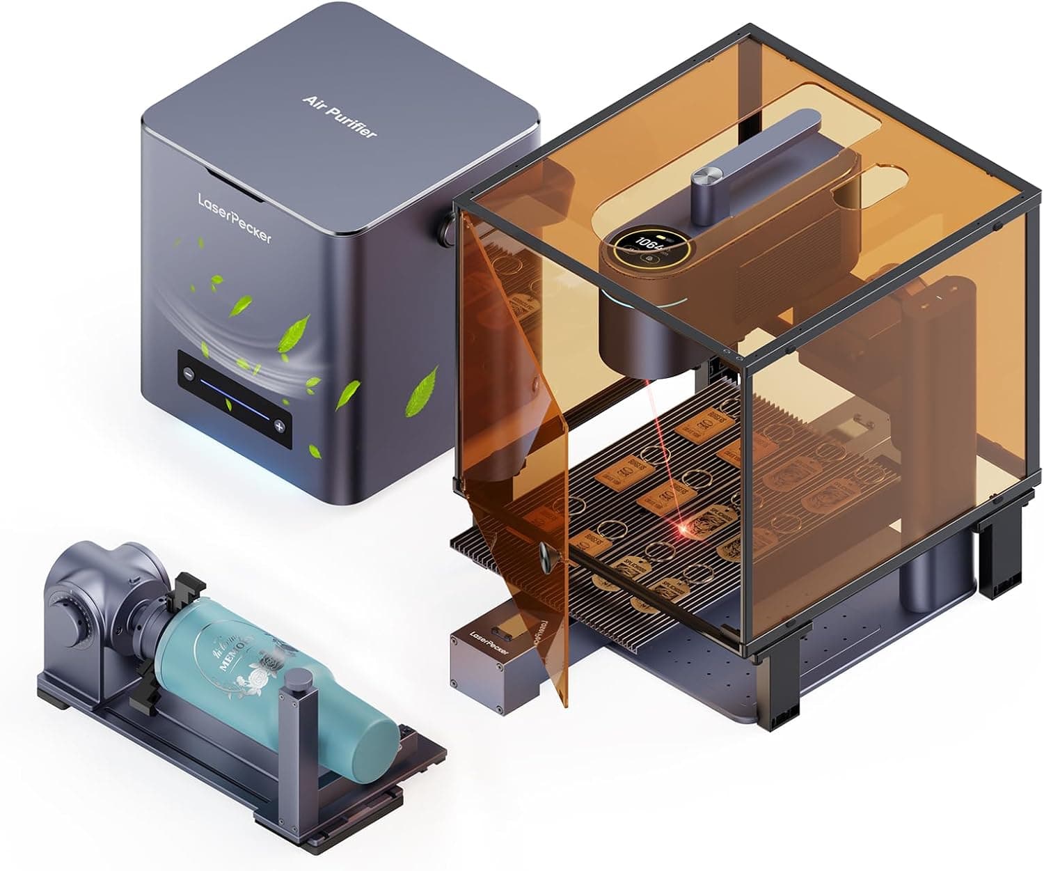 Graveur laser double 10W 450 nm + 2W 1064 nm avec zone 160×120 mm - avec Air Purifier