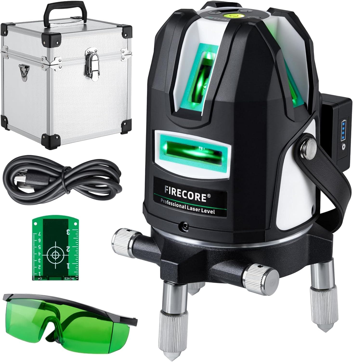 Niveau laser vert 5 lignes 360°, IP54 - FGL-411G avec récepteur