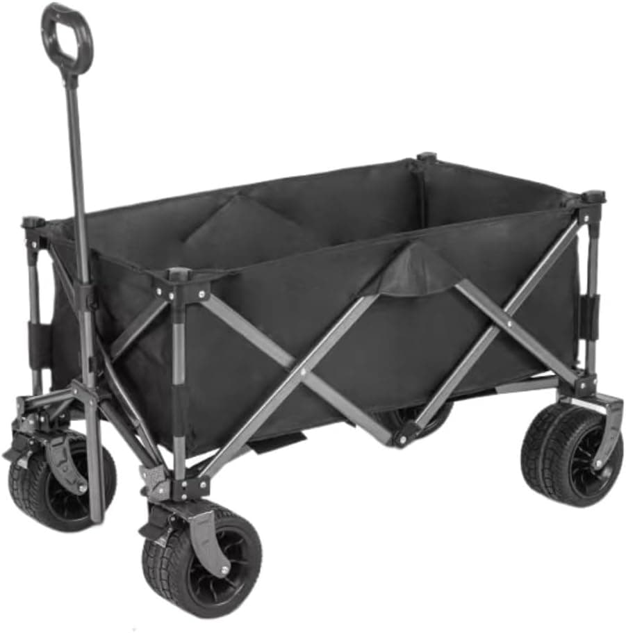Remorque de pique-nique pliable 450 L tissu Oxford roues tout-terrain - A - Noir