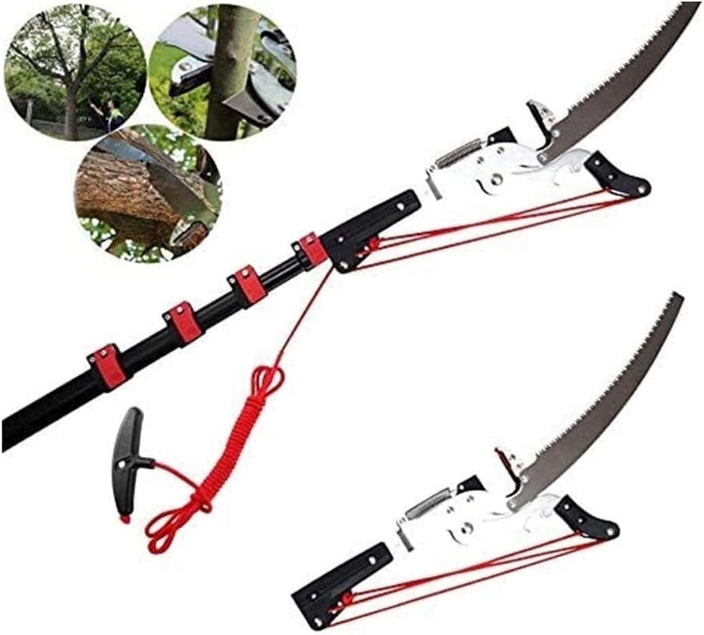 Scie à perche télescopique professionnelle ultra-robuste pour élagage – sécateur extensible longue portée 6 m - 5.4m - 5.4m