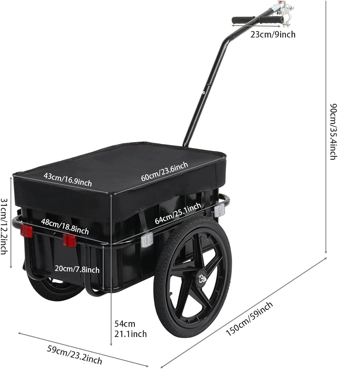 Remorque vélo cargo pliable, charge 50 kg