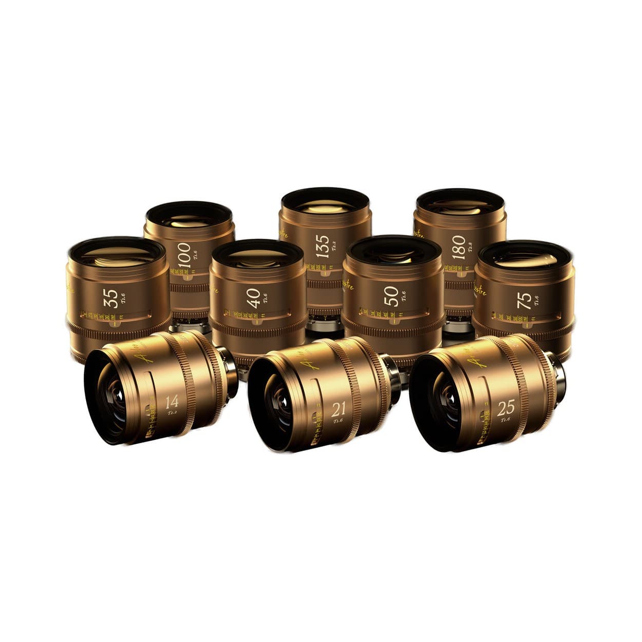 DZOFILM Arles Lustre 14/21/25/35/40/50/75/100/135/180mm(PL_Gold_Case_10pcs_Metric)
