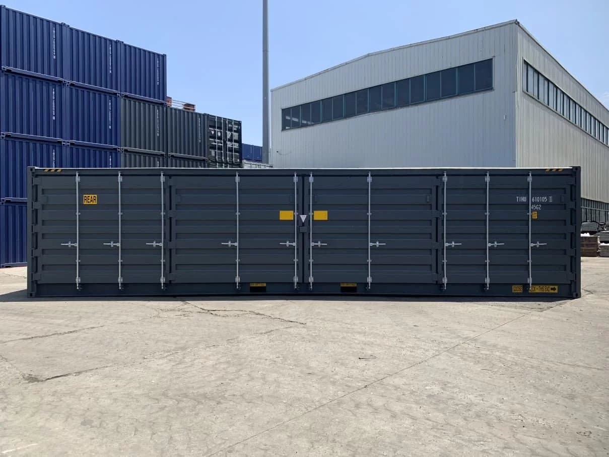 Contenedor High Cube 40 Pies Doble Puerta Lateral Gris Nuevo