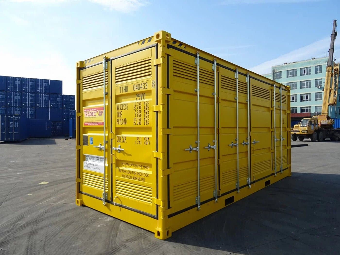 Contenedor High Cube 20 Pies Apertura Lateral para Materias Peligrosas Amarillo