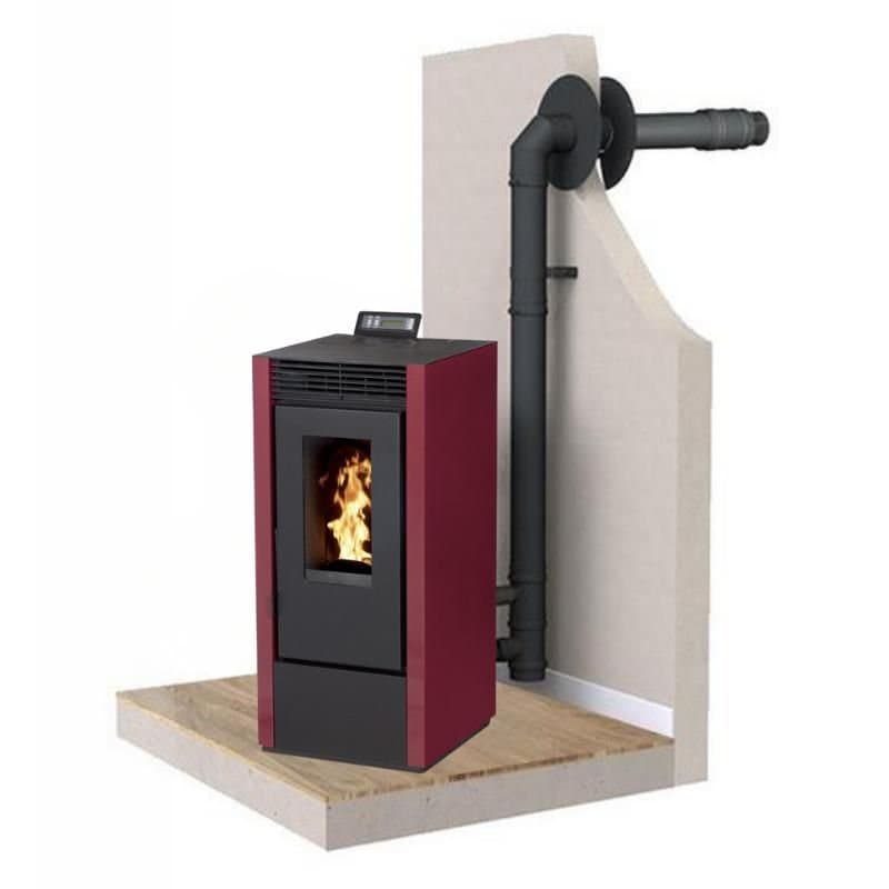 PACK : PoĂȘle Ă granules Ă©tanche + Kit ventouse â INTERSTOVES Marina 14 kW