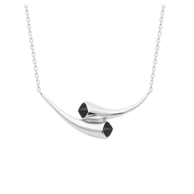 Collier femme en argent rhodié & Agate noire - Xellina - Lyn&Or Bijoux