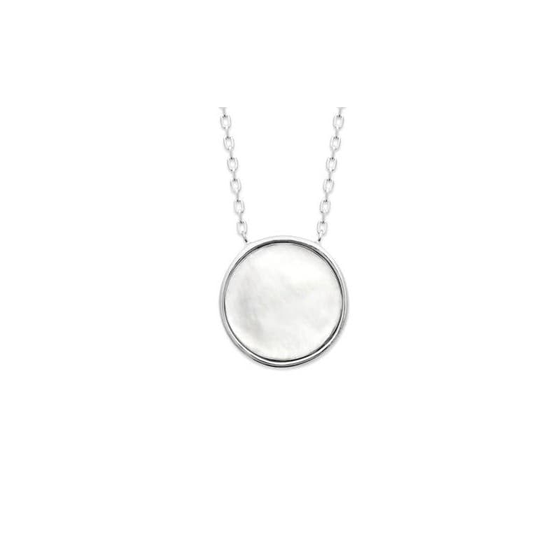 Collier femme en argent rhodié & médaillon en nacre - Neige - Lyn&Or Bijoux