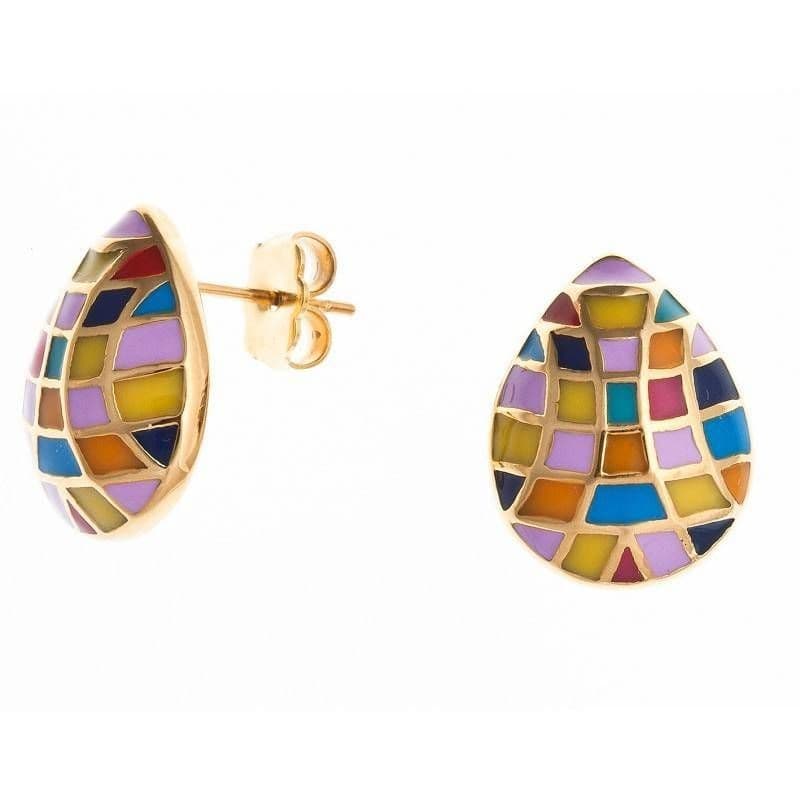 Boucles d'oreilles multicolores en acier doré, Odena pour femme - Utta - Bijoux Odena
