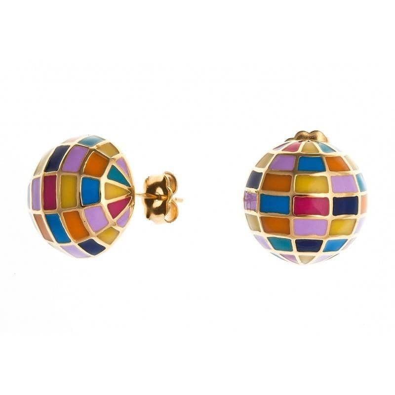 Boucles d'oreilles multicolores, femme, sphère en acier doré Odena - Yja - Bijoux Odena