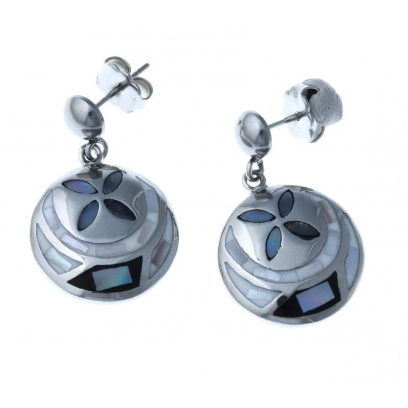Boucles d'oreilles pendantes femme, Acier et Nacre, Odena - Sing - Bijoux Odena