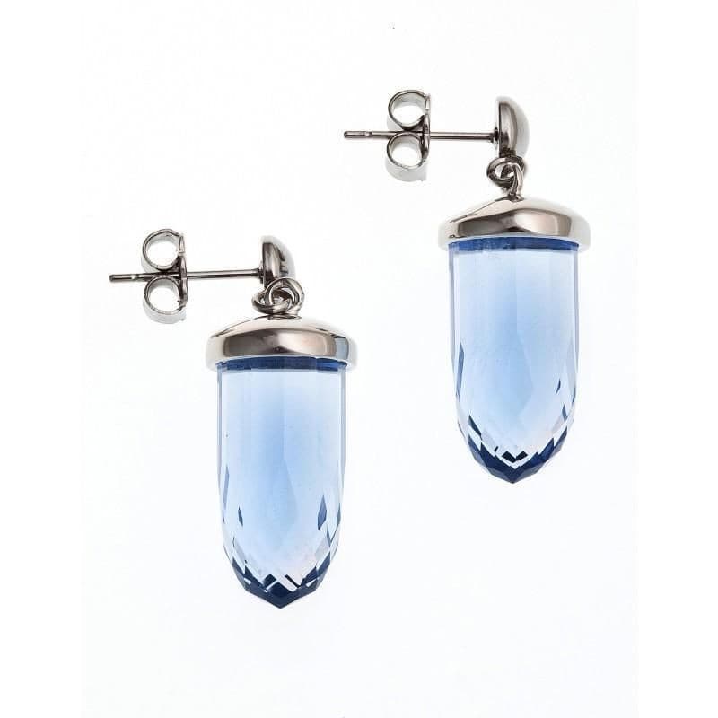 Boucles d'oreilles en verre bleu et acier pour femme - Luminosa - Les Perles de Vénus