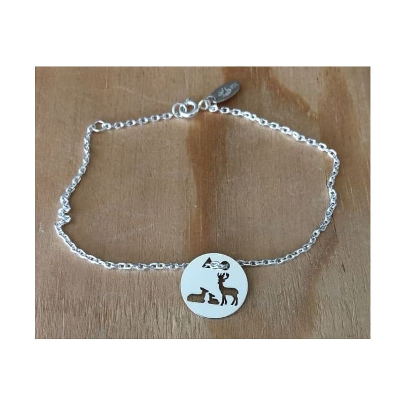 Bracelet femme argent, créateur CabaneTchanque, Token's Cerf famille - CabanetChanque