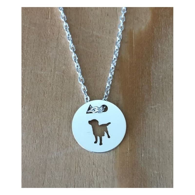 Collier femme argent, créateur CabaneTchanque, Pendentif Chien debout - CabanetChanque