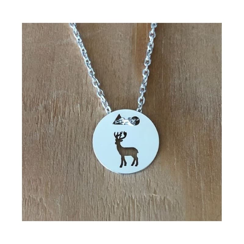Collier femme argent, créateur CabaneTchanque, Pendentif Cerf - CabanetChanque
