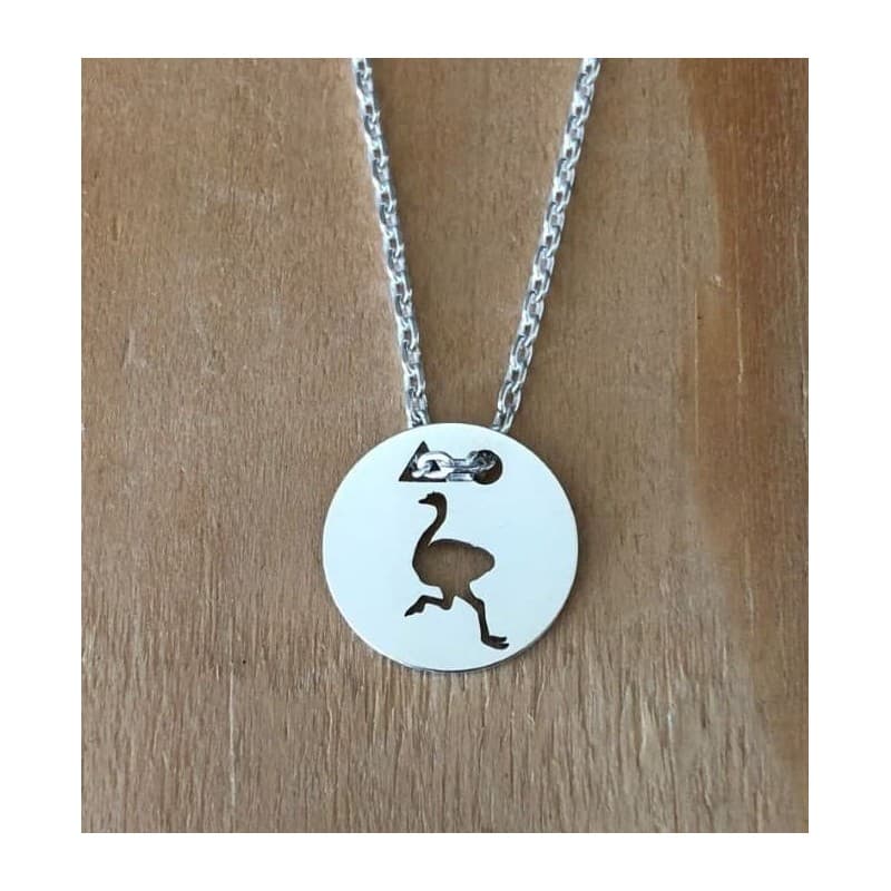 Collier femme argent, créateur CabaneTchanque, Pendentif Autruche - CabanetChanque