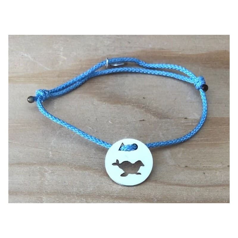 Bracelet Otarie en argent 925 & cordon couleur au choix - Créateur CabaneTchanque - CabanetChanque
