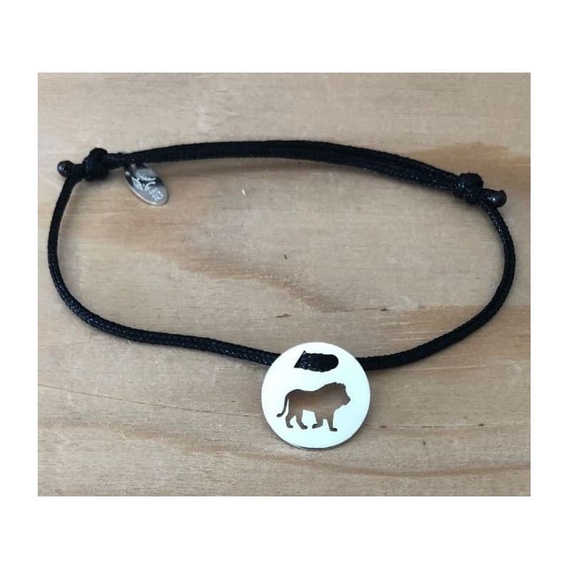 Bracelet Lion en argent 925 & cordon couleur au choix - Créateur CabaneTchanque - CabanetChanque