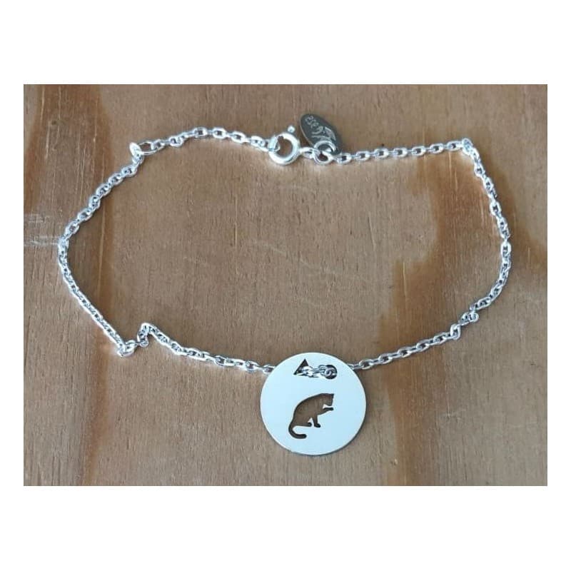 Bracelet femme argent, créateur CabaneTchanque, Token's Chat patte - CabanetChanque