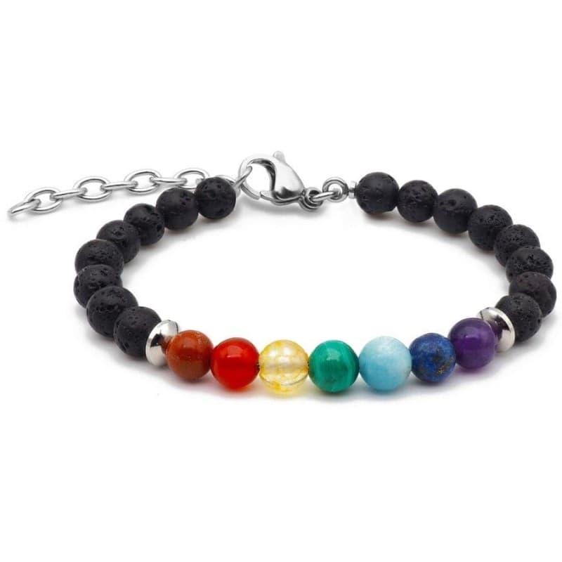 Bracelet 7 Chakras Pierre de lave - femme / homme pierres naturelles STILIVITA - STILIVITA bracelets chemin de vie