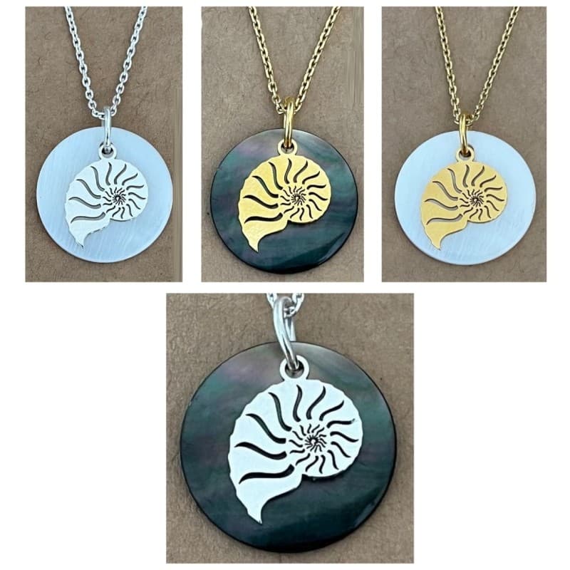 Collier créateur femme et pendentif en Nacre - Ammonite - CabanetChanque