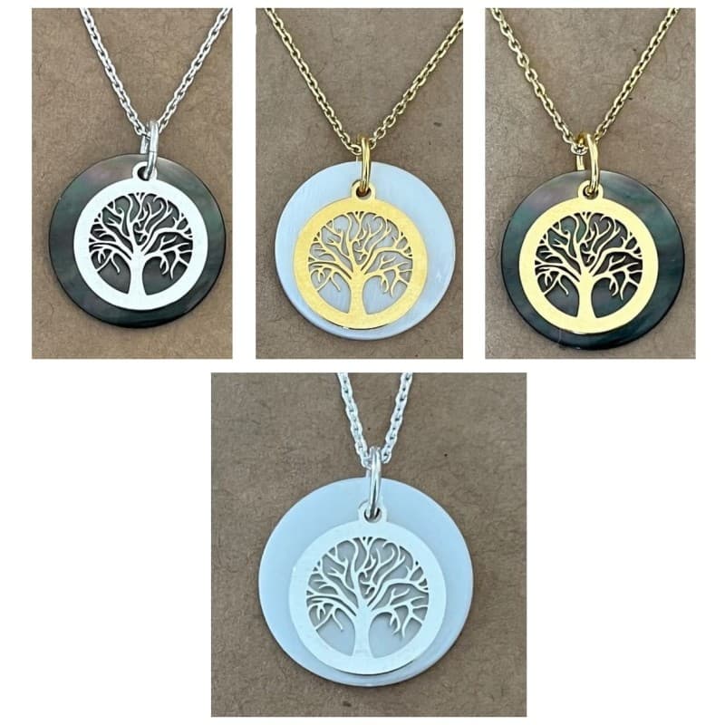 Collier Arbre de vie femme, pendentif en Nacre - CabanetChanque