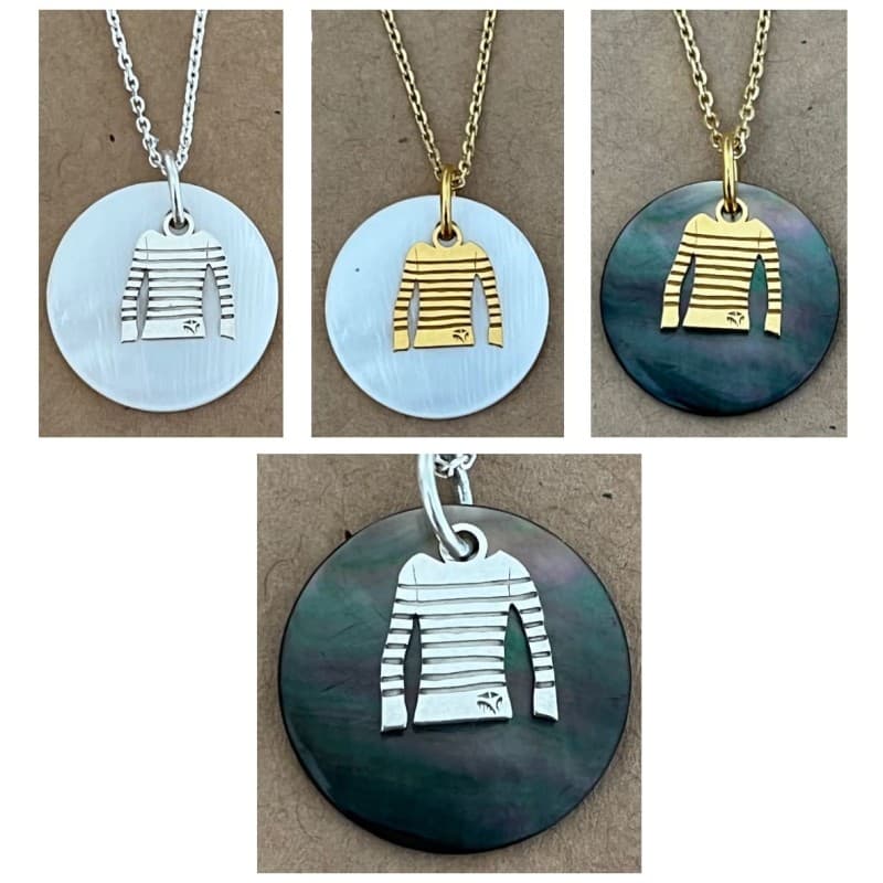 Collier femme et pendentif en Nacre - Marinière - CabanetChanque