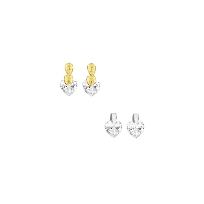 Boucles d'oreilles femme, Coeur en zircon - Cupidon - Lyn&Or Bijoux