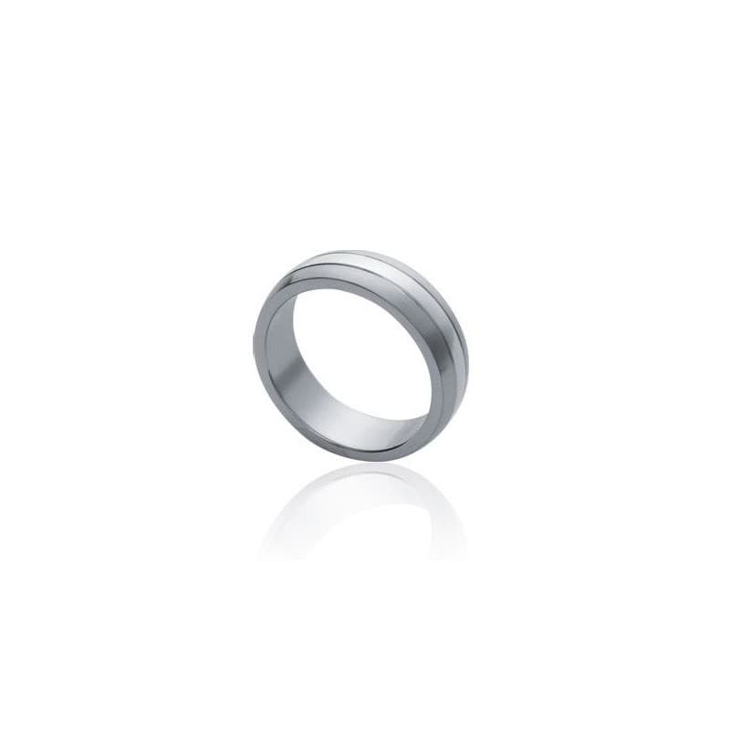 Bague pour homme, anneau en acier gris mat et brillant - Essato - Lyn&Or Bijoux
