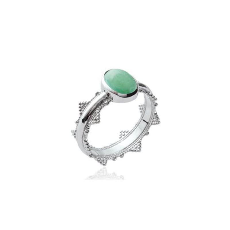 Bague femme en argent rhodié et aventurine verte - Ydali - Lyn&Or Bijoux