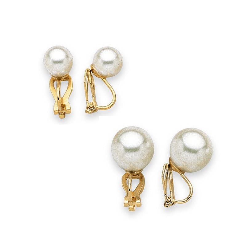 Clips d'oreilles, Perle blanche de Majorque, pour femme - Santana - Lyn&Or Bijoux
