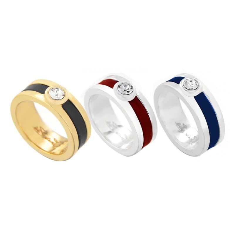 Bague Swarovski originale: Argenté ou doré et cuir coloré - Chanko - Zoé Bijoux